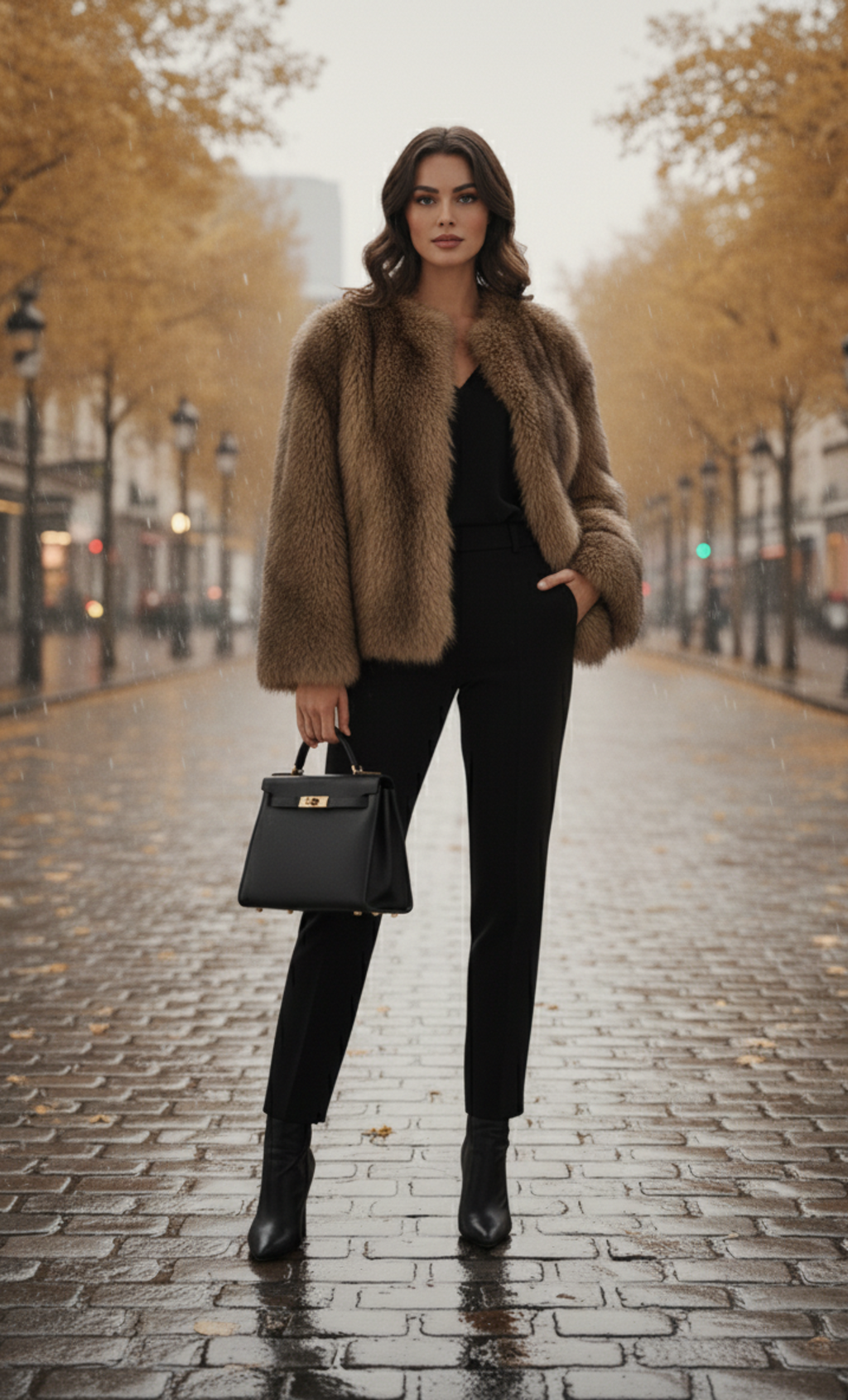 The 'Flâneuse' Cropped Faux Fur Jacket