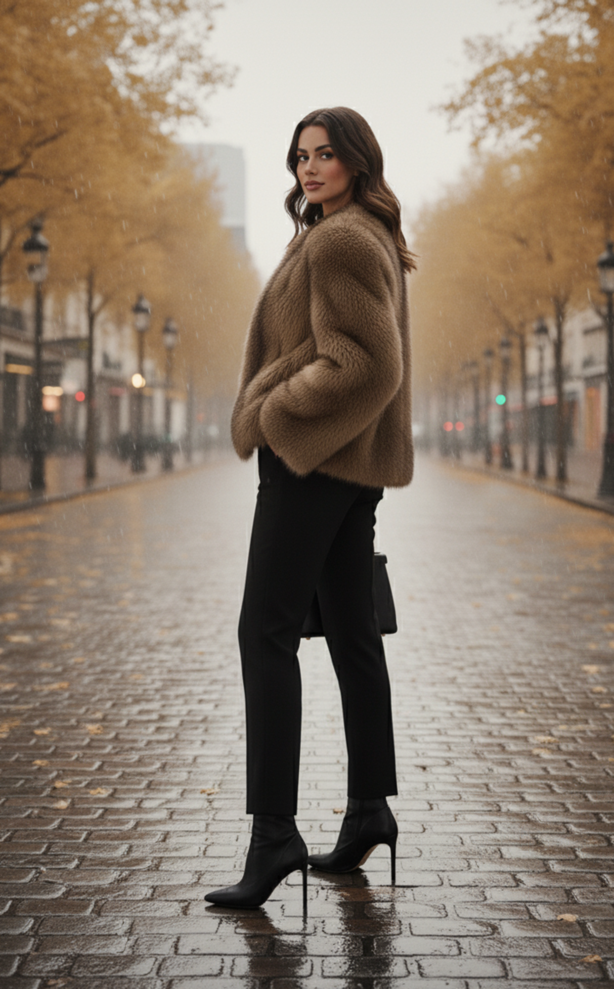 The 'Flâneuse' Cropped Faux Fur Jacket