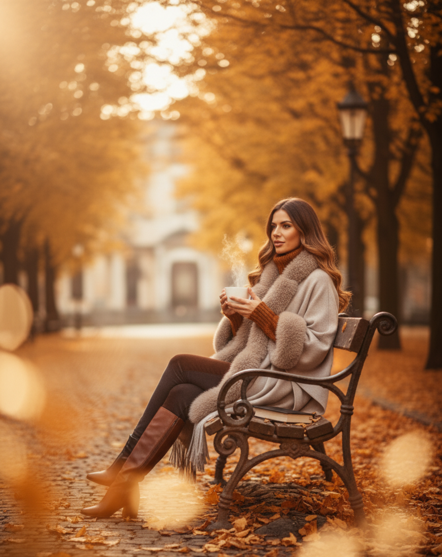 The 'Écrin' Faux Fur Trim Poncho