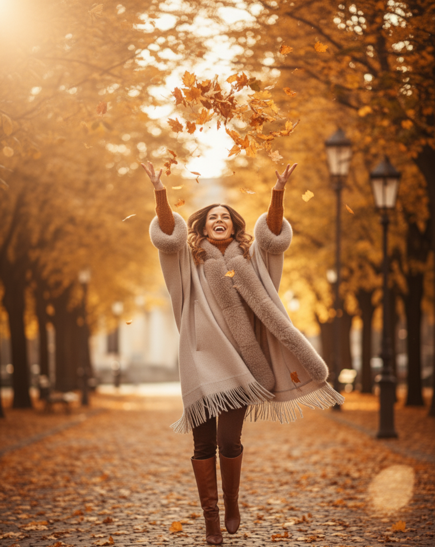 The 'Écrin' Faux Fur Trim Poncho