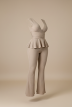 The 'Aisance' Ribbed Peplum & Flare Set