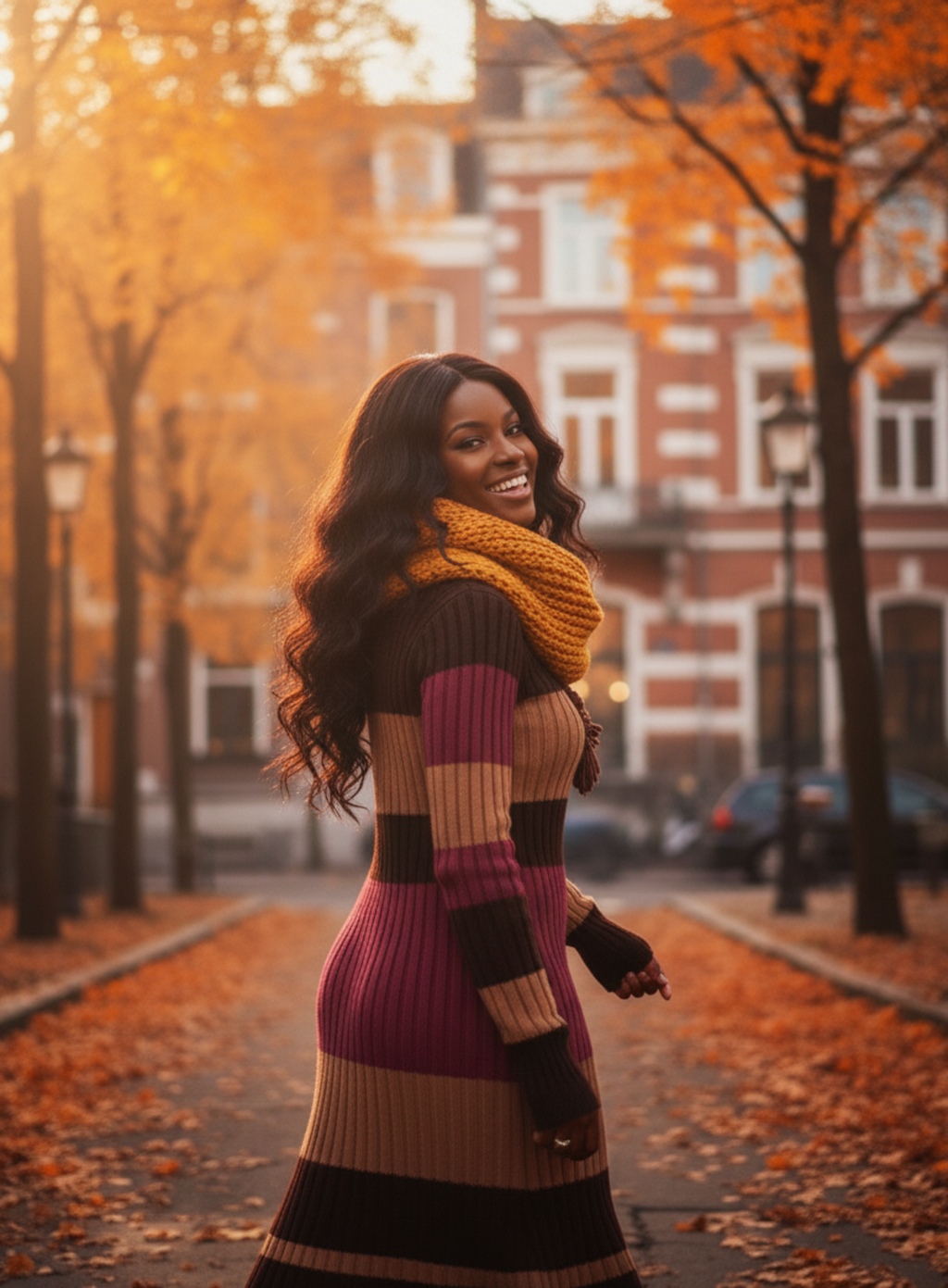 The 'Palette' Colour-Block Flared Knit Dress
