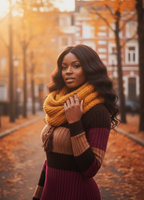 The 'Palette' Colour-Block Flared Knit Dress