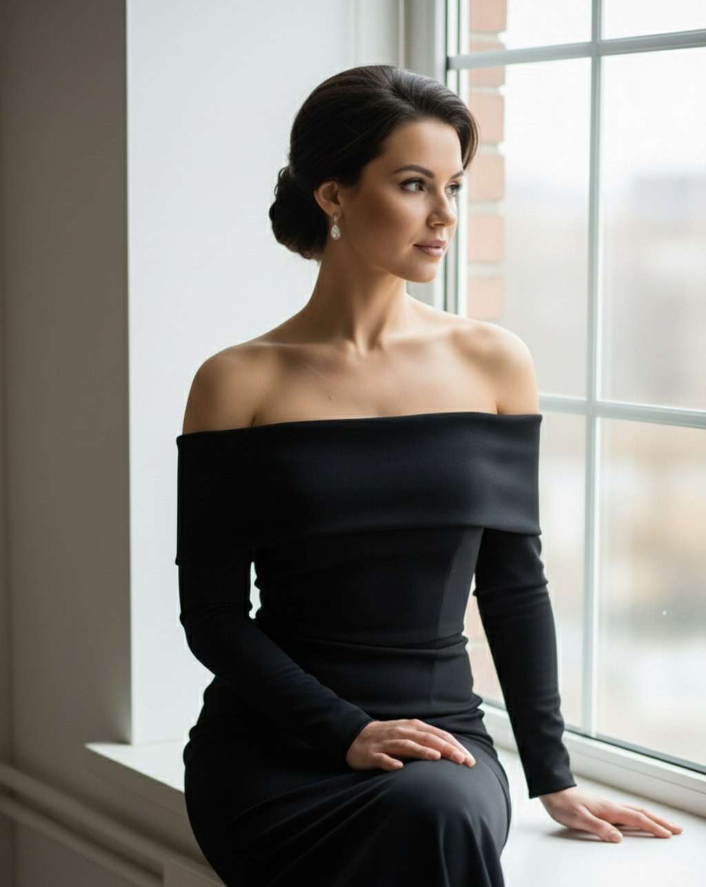 The 'Statue' Sculptural Off-Shoulder Gown