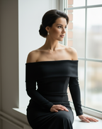 The 'Statue' Sculptural Off-Shoulder Gown