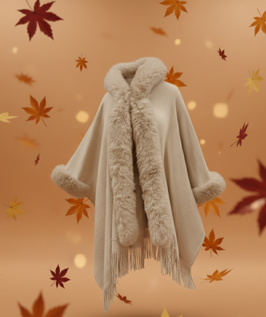 The 'Écrin' Faux Fur Trim Poncho